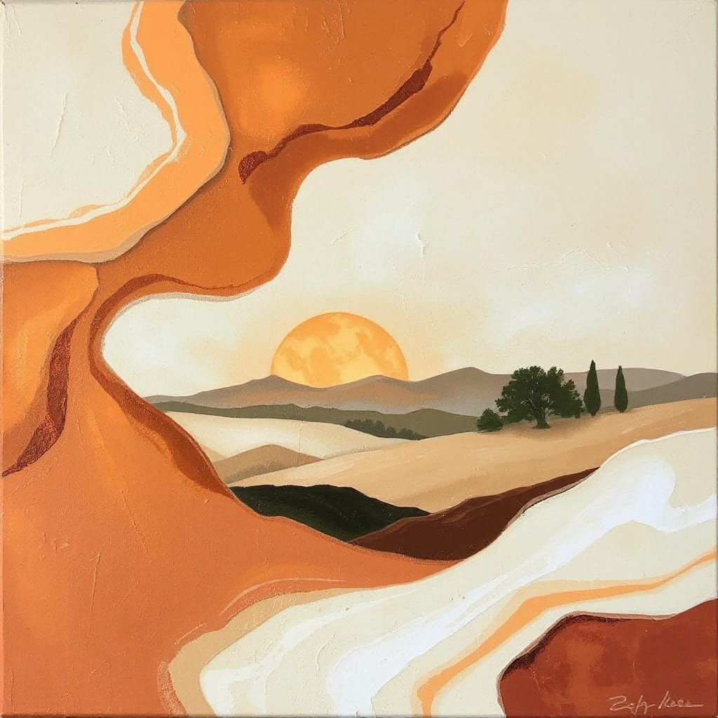 Pastel Semi-Abstract Landscape as Oil Painting