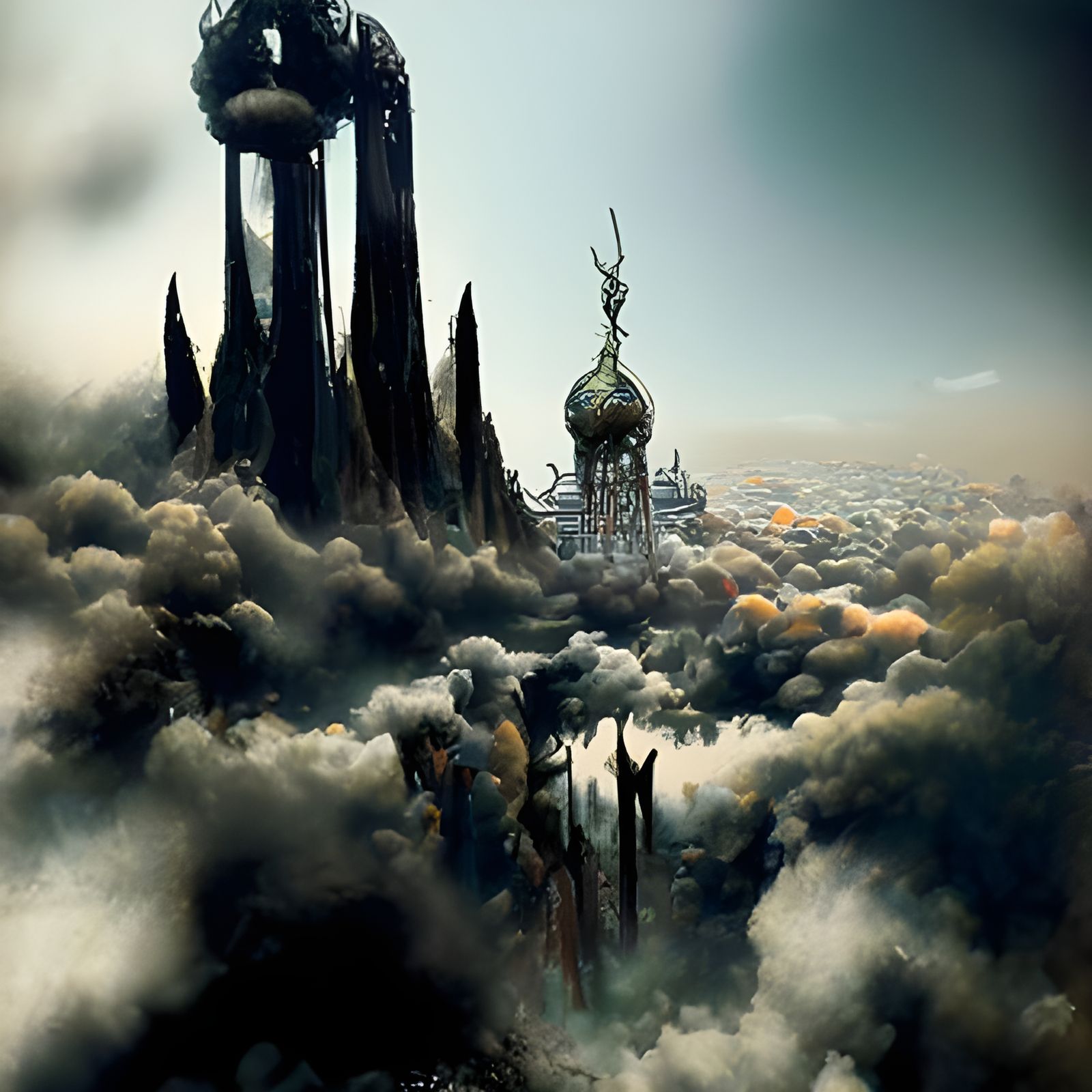 Tower of Babylon in Ruins: Art Deco Landscape