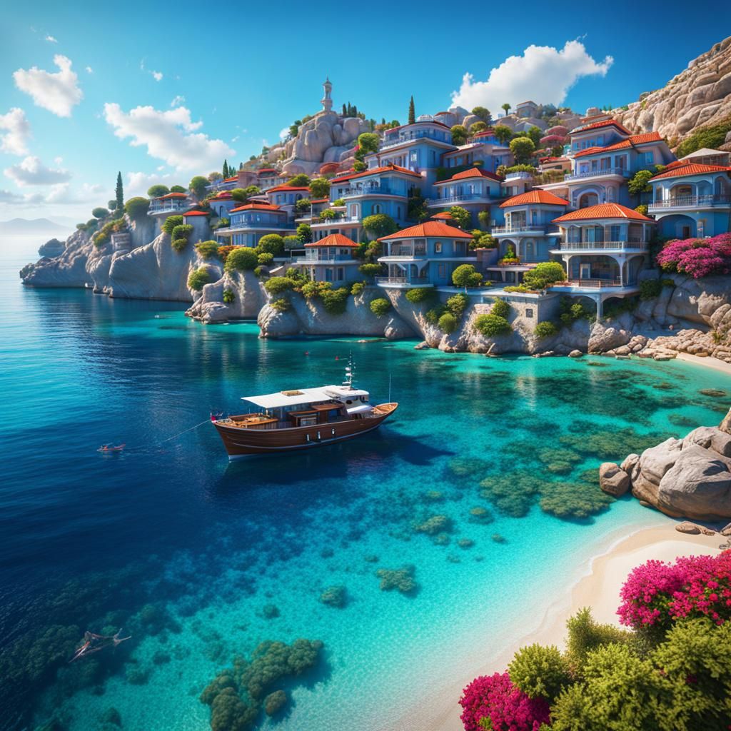 Vibrant Turkish Sea Resort in 8K Resolution
