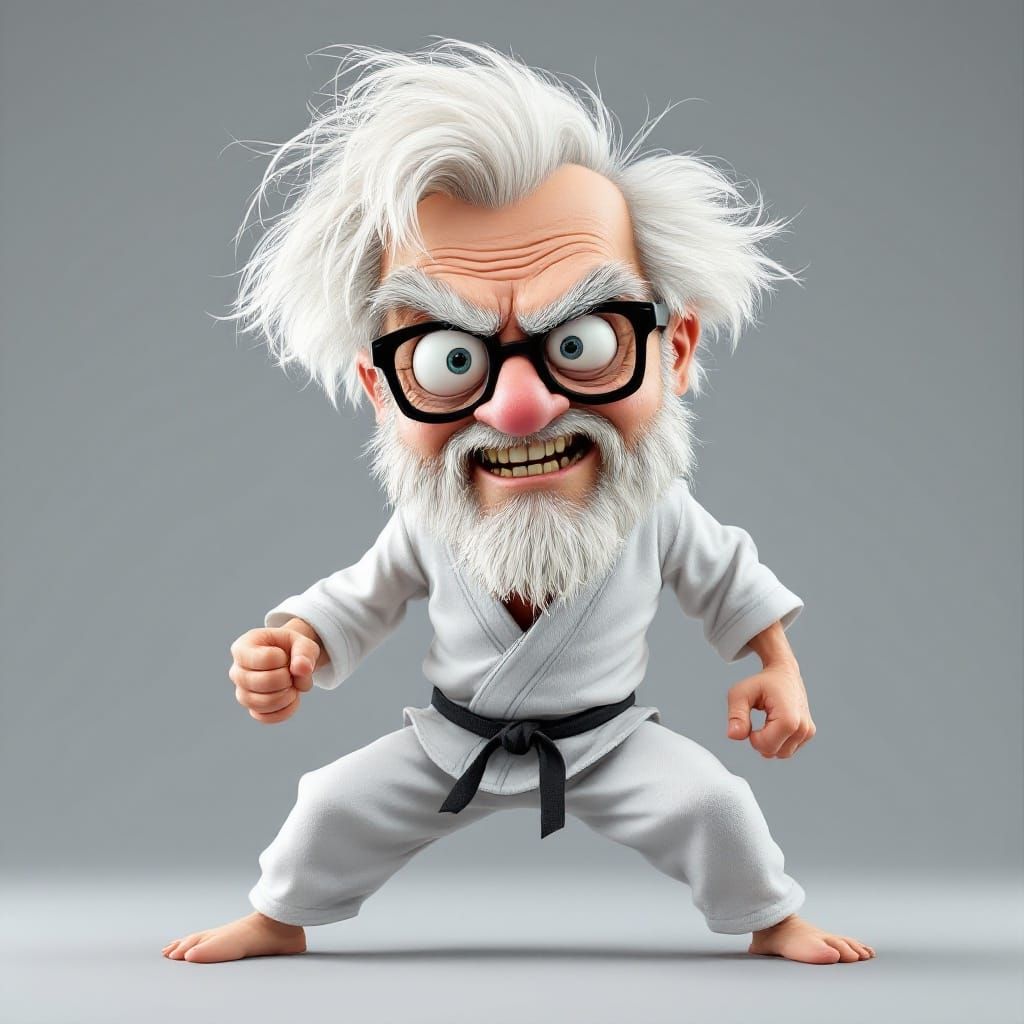 Whimsical 3D Caricature of Elderly Judo Man