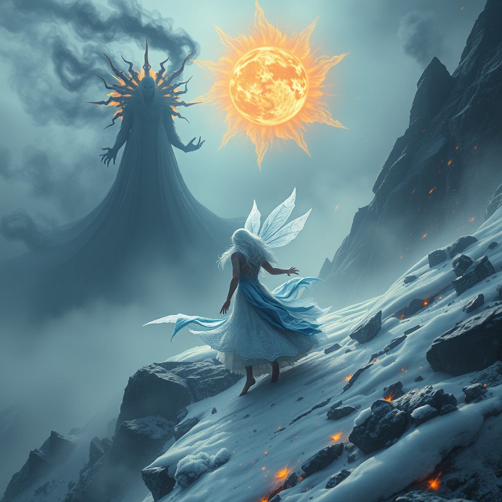 Snow Fairy's Dark Transformation: Cinematic Fantasy Art