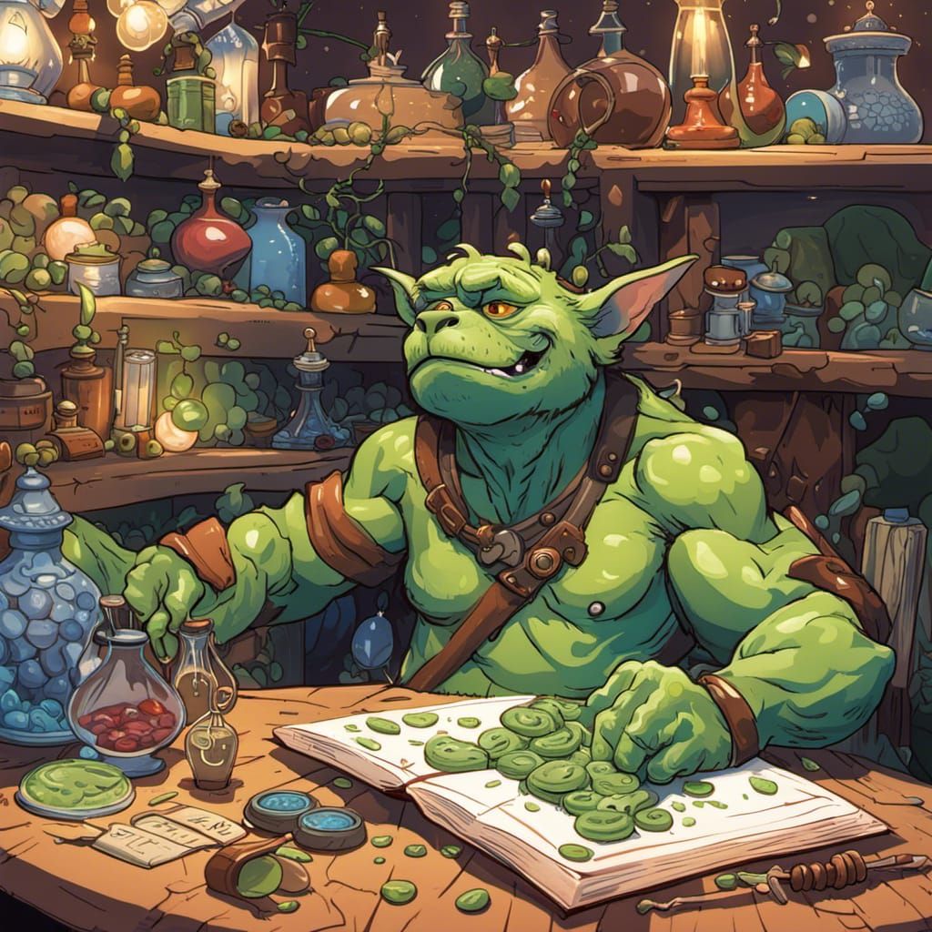 Fantasy Goblin in Dungeon: Vector Art Illustration