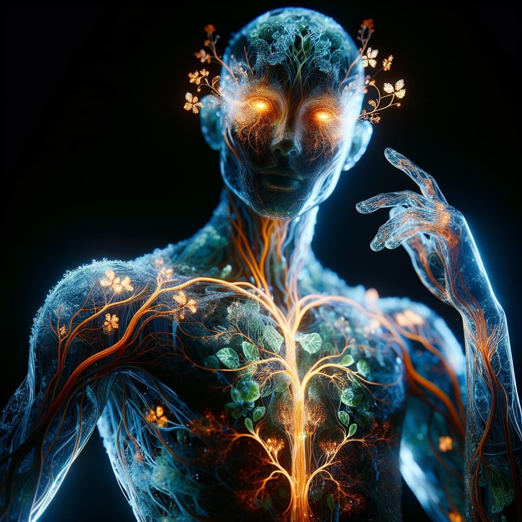 Ethereal Glass Human Embodies Nature's Harmony