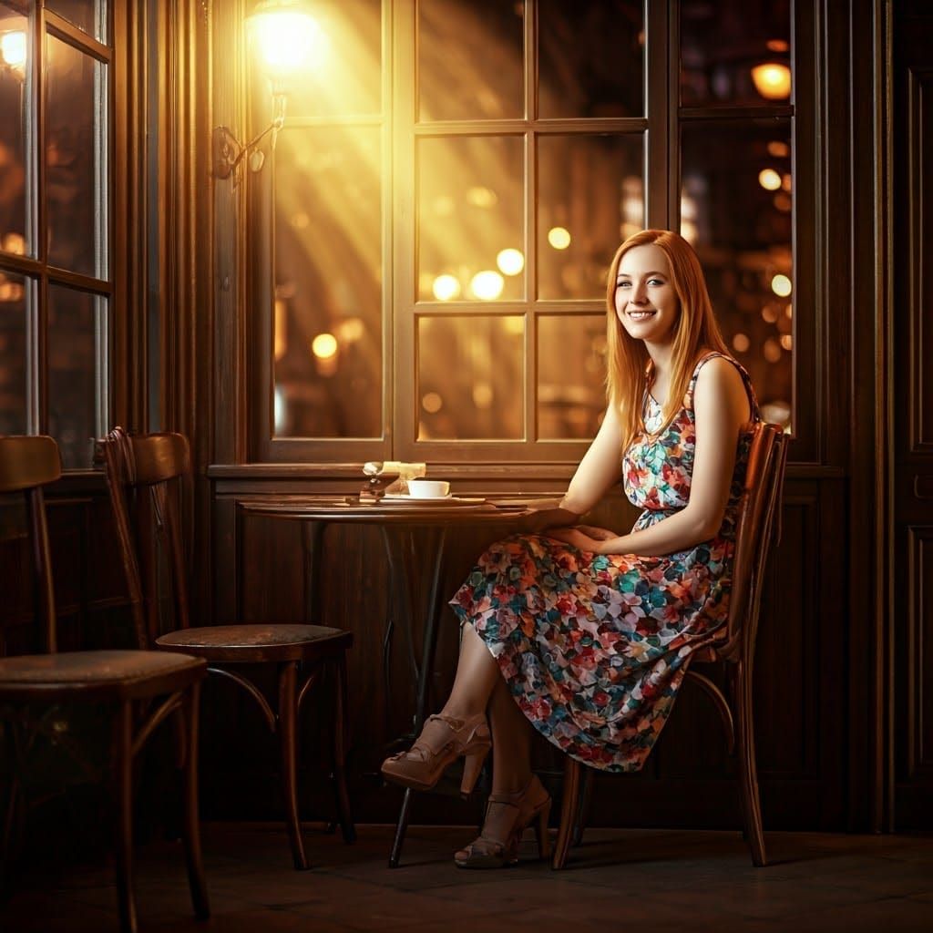 Cafe Dream: Woman in Impressionist Light
