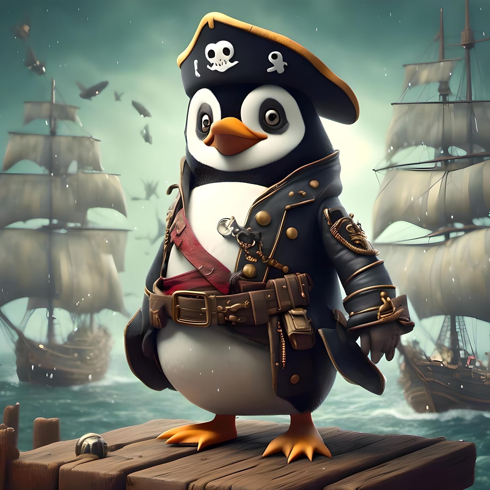 Penguin Pirate in DALL-E 3D Style