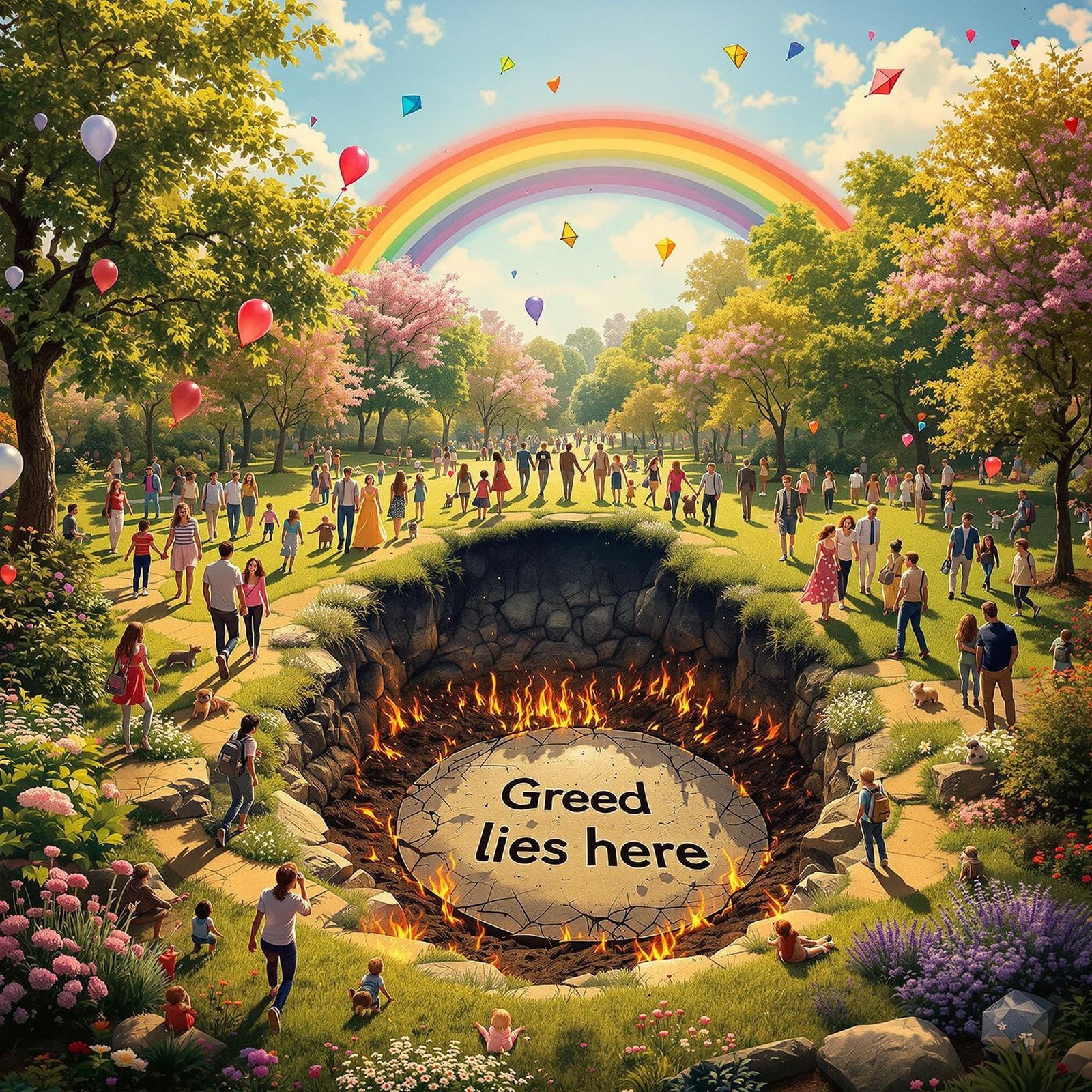 Serenity and Discord Unite in Vibrant Park Scene