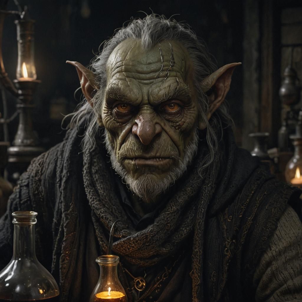 Goblin Alchemist Portrait in Gothic Fantasy Style