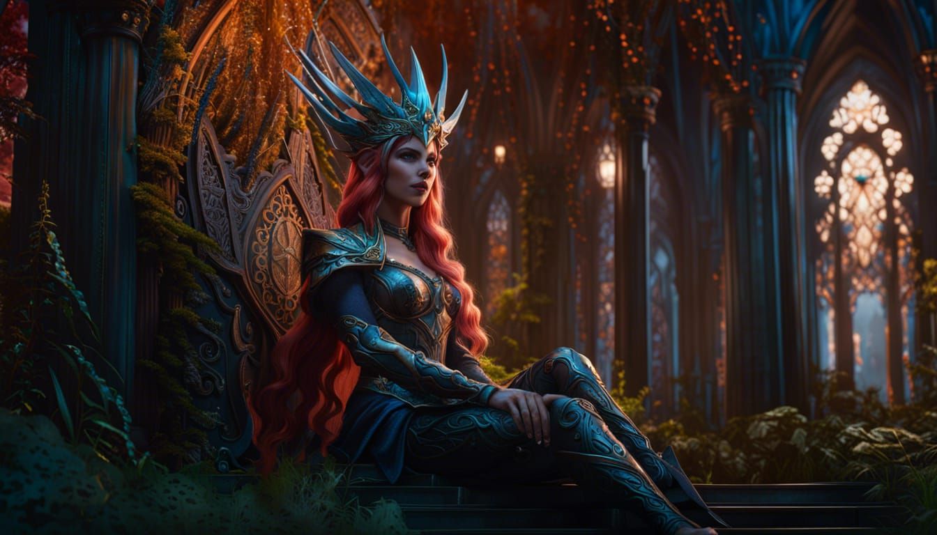 Detailed Elf Queen Fantasy Concept Art