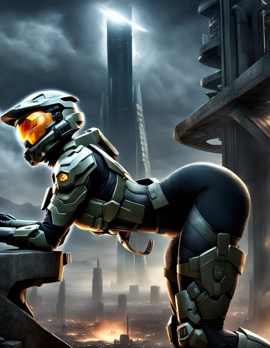 Dystopian Spartan in Apocalyptic Sci-Fi City