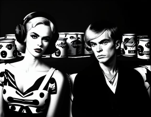 Andy Warhol and Edie Sedgwick in Bold Pop Art Style