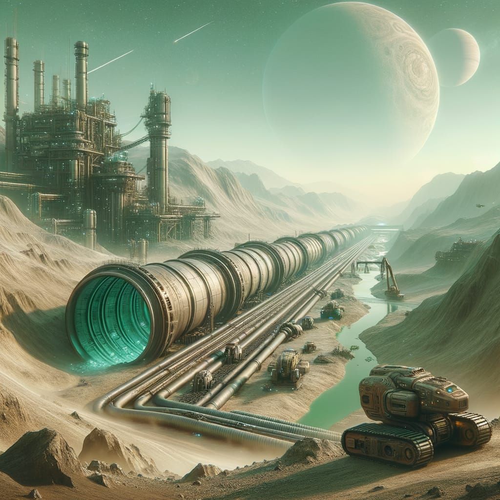 Barren Planetary Mining Scene in Futuristic Detail