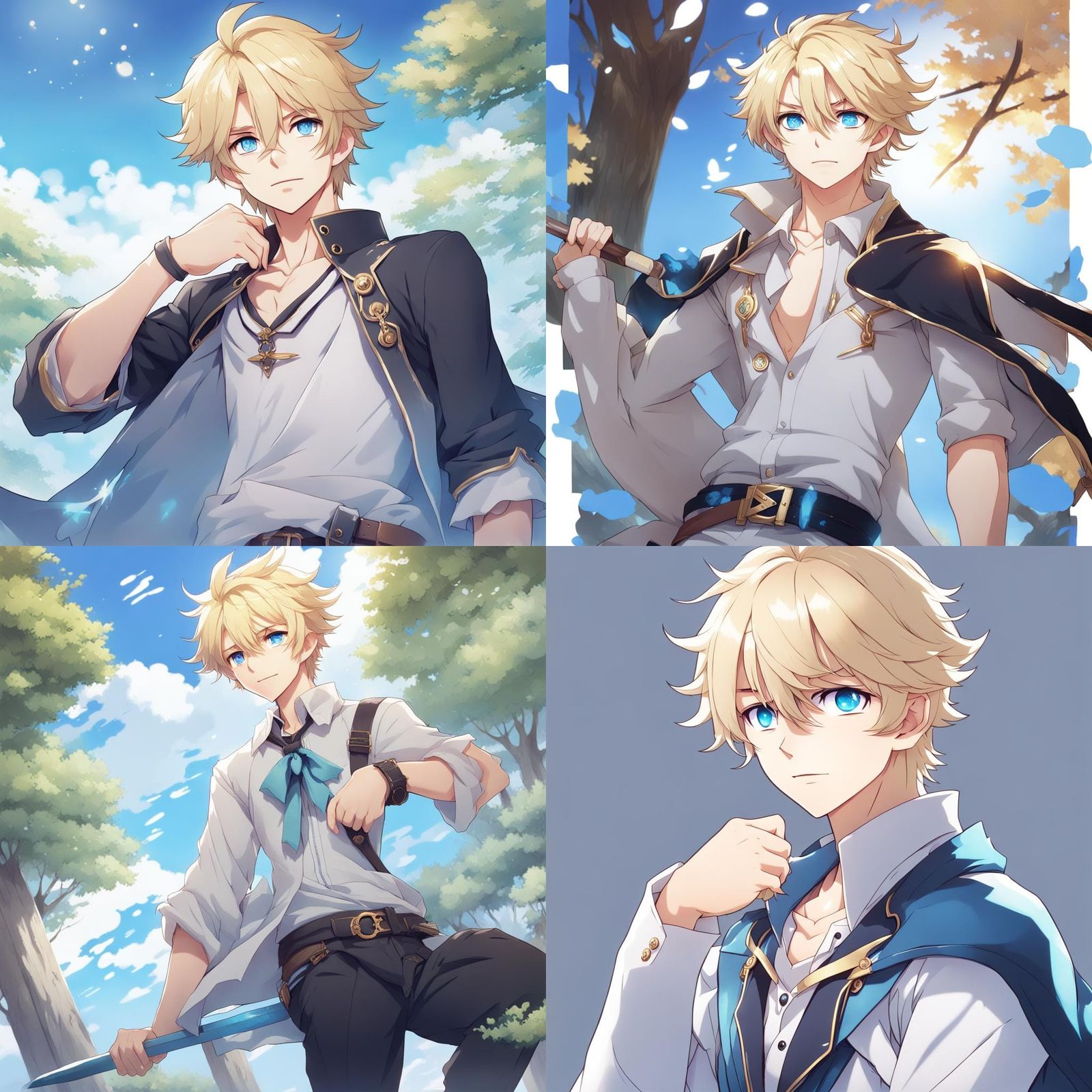 Anime Style Blond Character with Light Blue Eyes