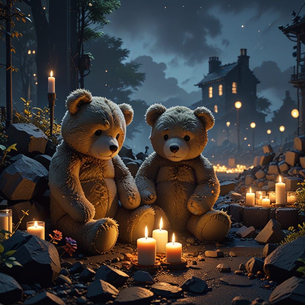 Whimsical Roadside Shrine at Night, Anime Style