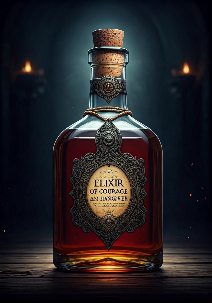 Medieval Whiskey Bottle in Mystical Lighting