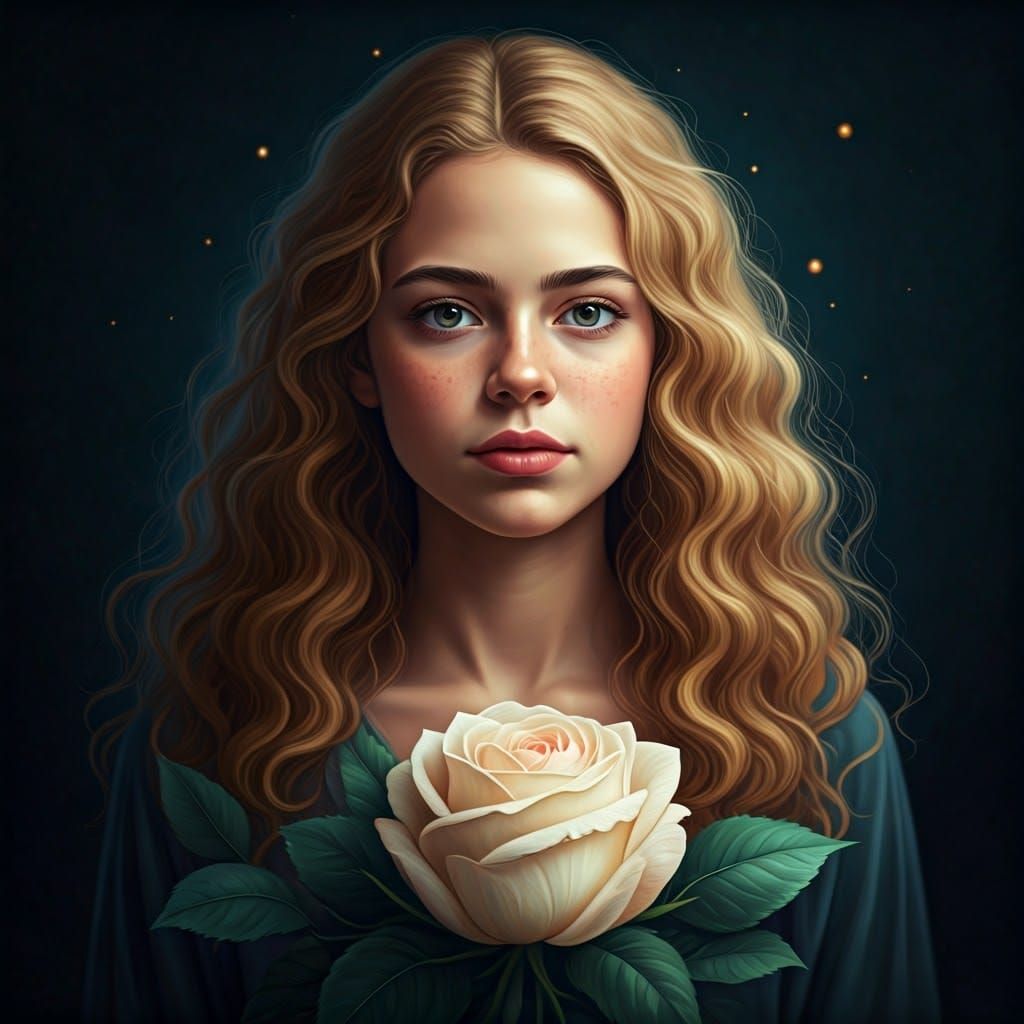 Young Fairy Princess Portrait in Fantasy Art Style