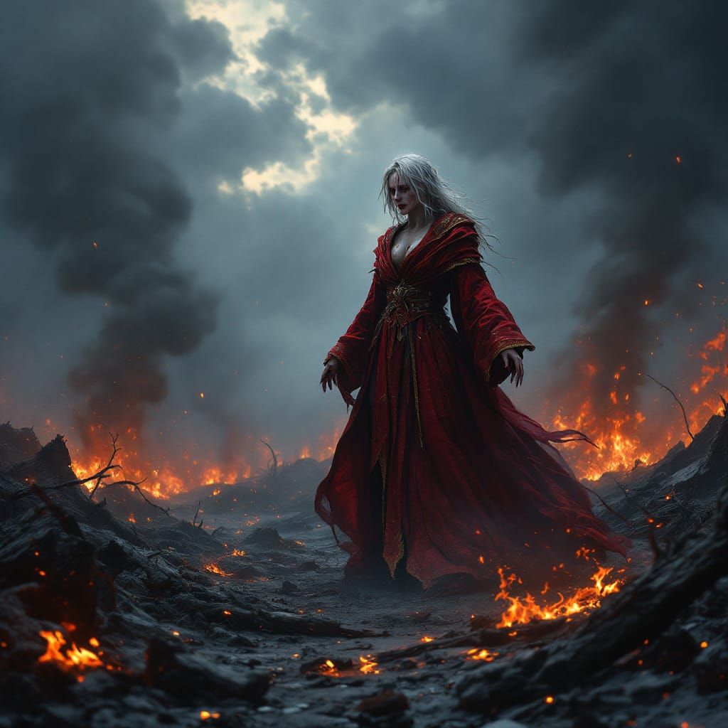 Exhausted Mage After Battle, Cinematic Fantasy Art