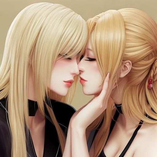 Anime-Style Image of Two Girls Kissing
