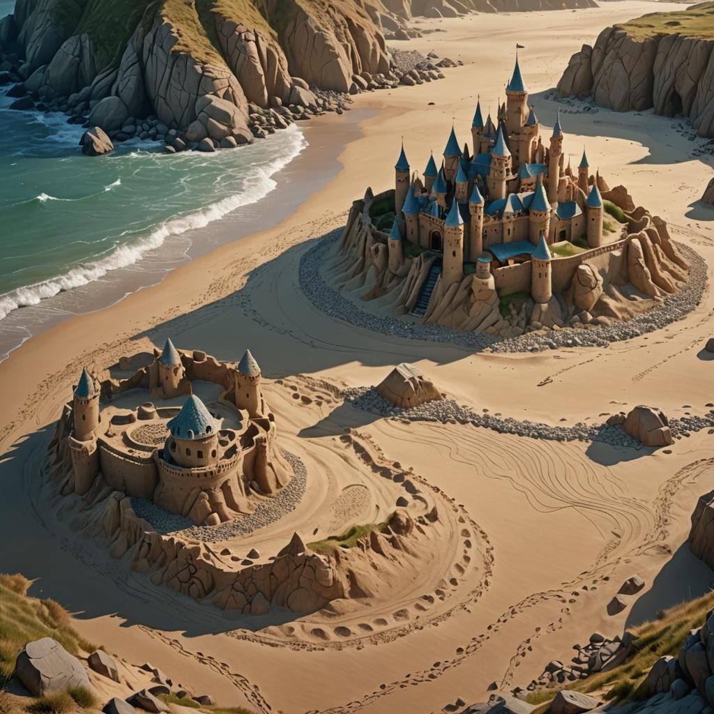 Ornate Sandcastle Matte Painting in Fantasy Landscape