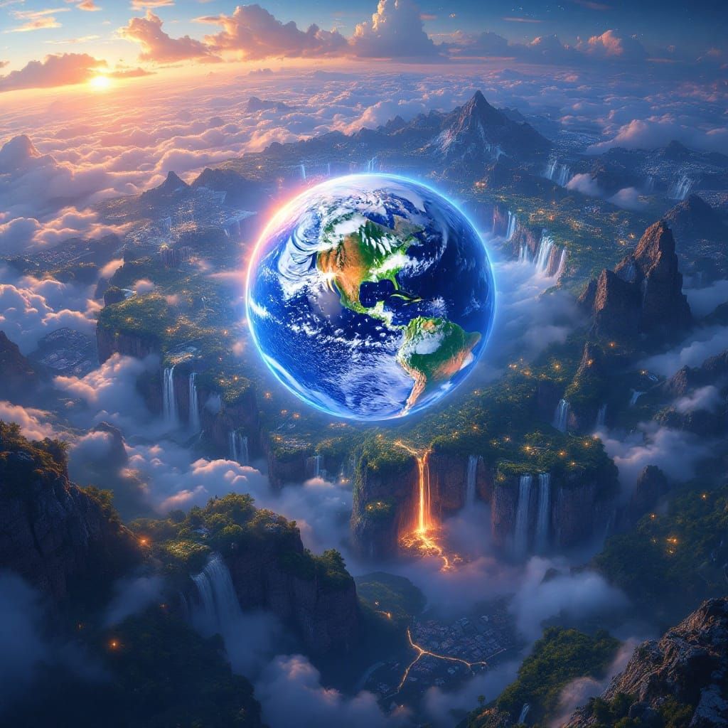 Vibrant Earthly Masterpiece Blending Realism and Fantasy