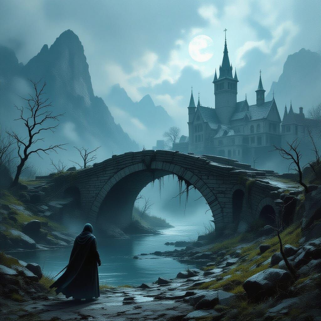 Sinister Sabbath Gathering by Ruined Bridge