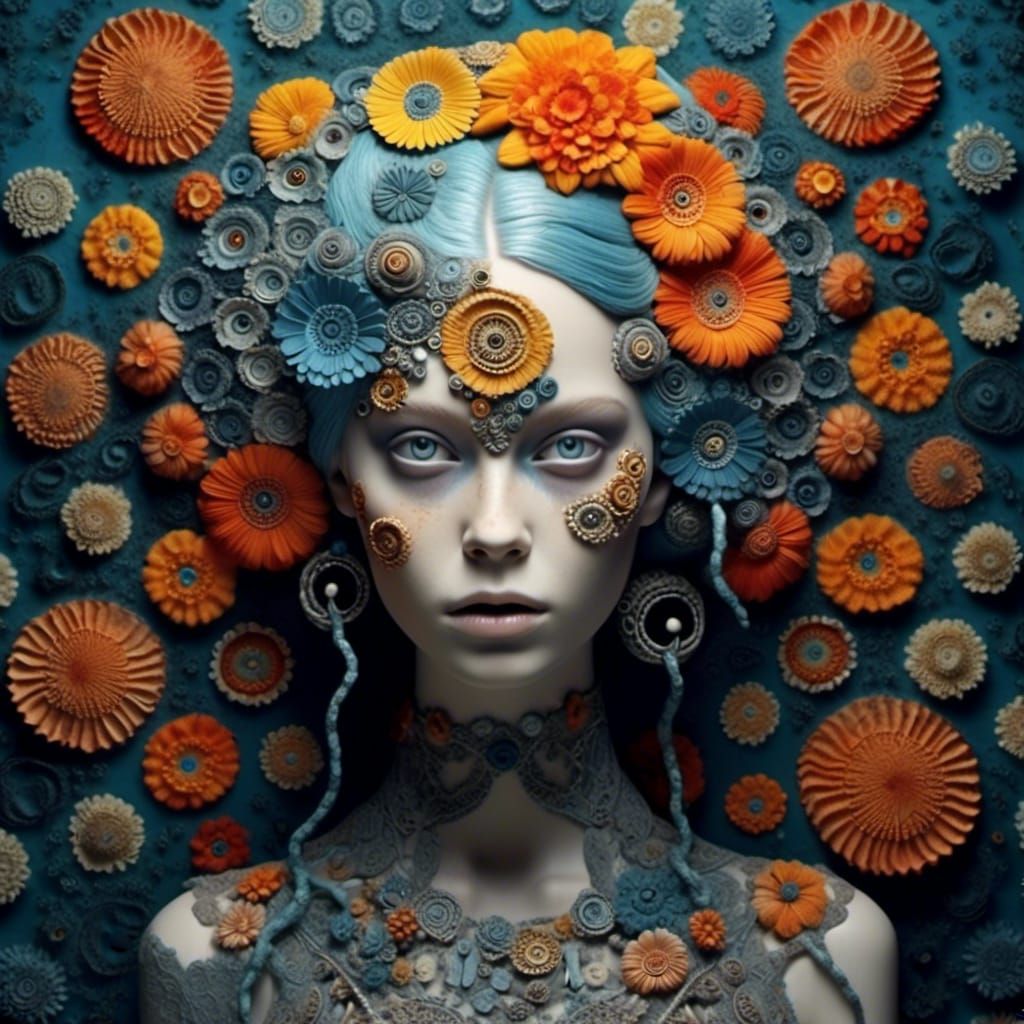 Photorealistic Zombie Ammonite Fossil in Kinetic Style