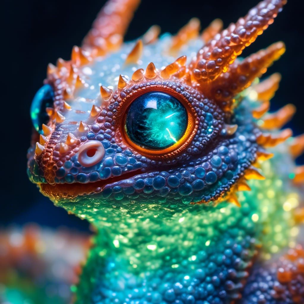 Opal Crystal Dragon Hatchling Microportrait