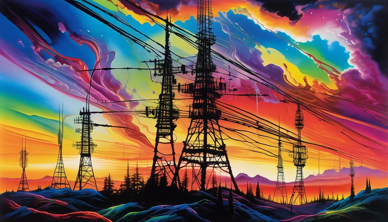 Surreal Earth Entangled in Wires: Abstract Digital Art