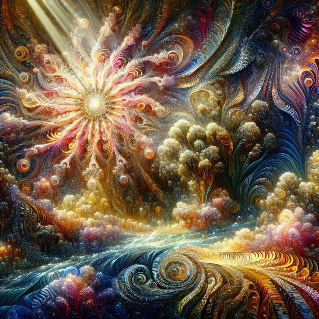 Amoeba Merging with Fern in Biomechanical Forest