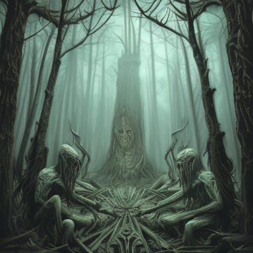 Ominous Cursed Forest Black Metal Album Cover