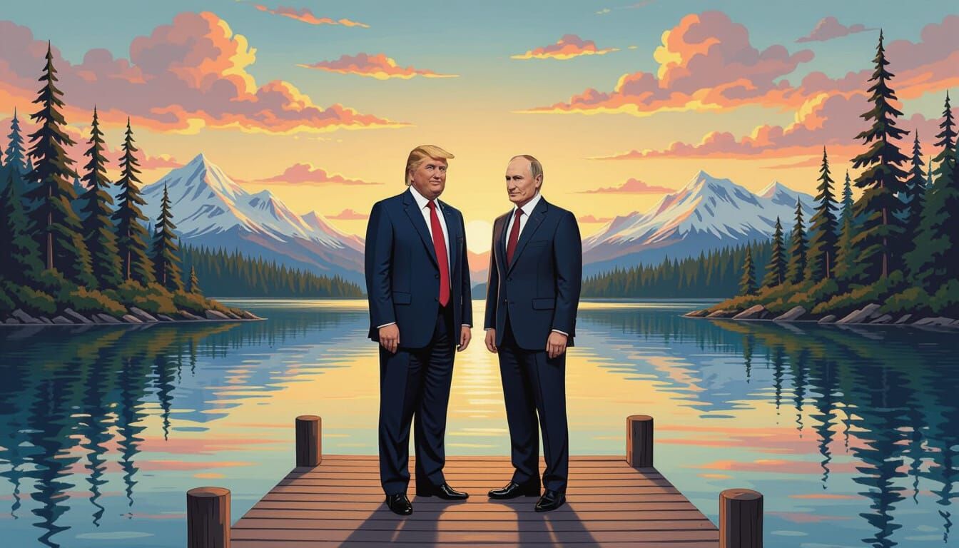 Trump and Putin in Alaska, Bob Ross Style