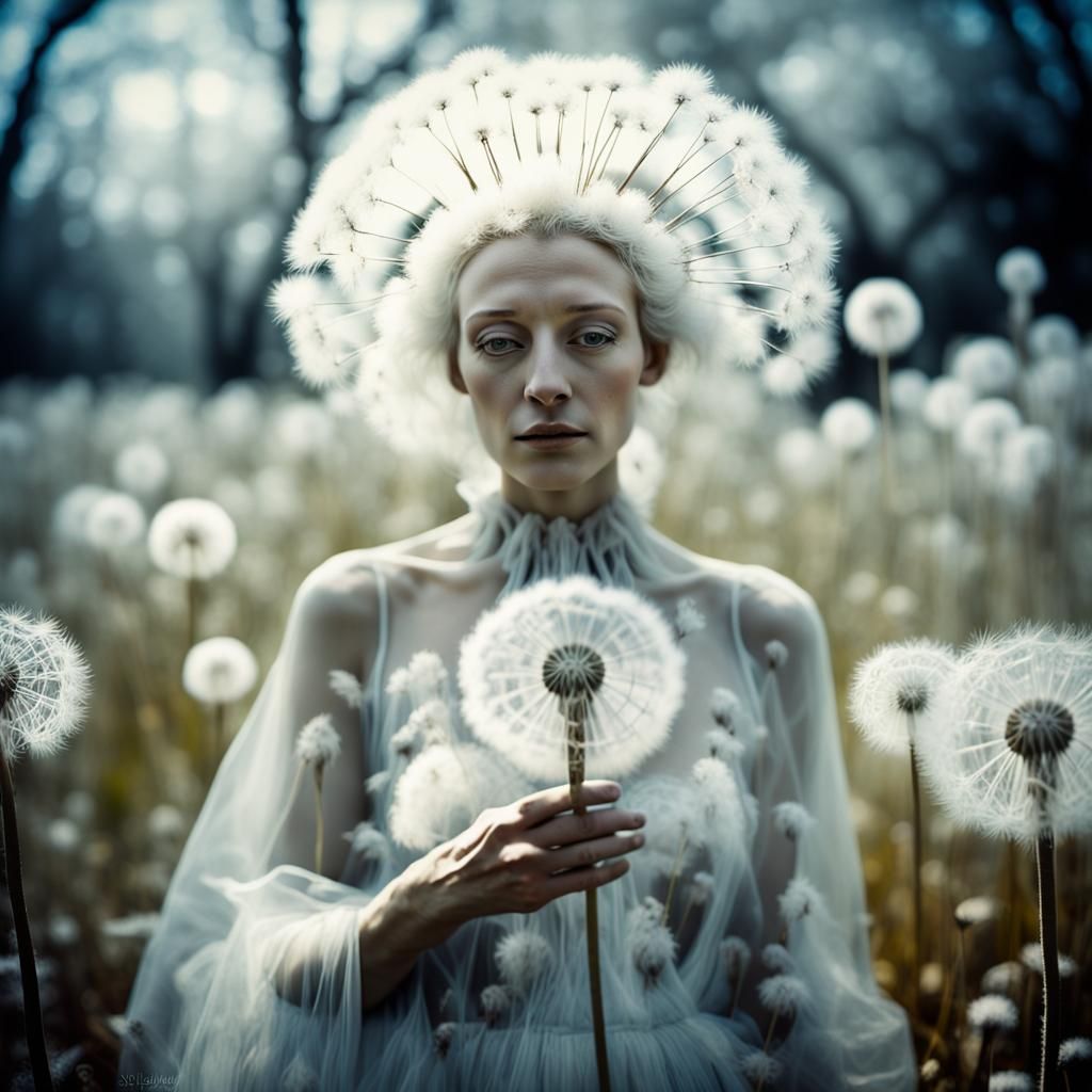Ghostly  fey  woman , beautiful, infrared photography ,cloth...