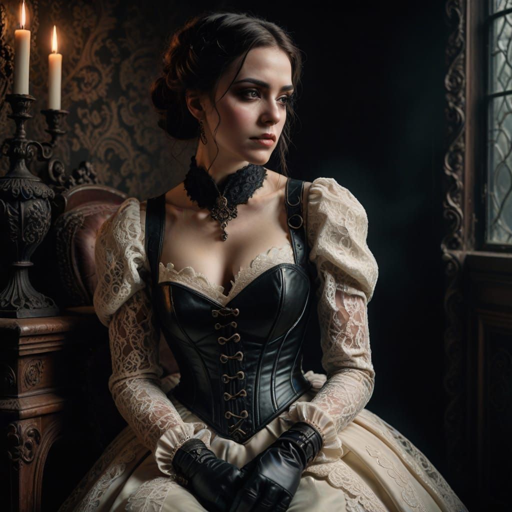 Victorian Gothic Portrait of Woman in Corset