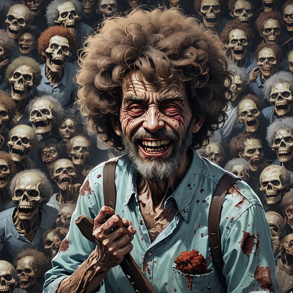 Bob Ross as a Zombie in 3D Anime Art