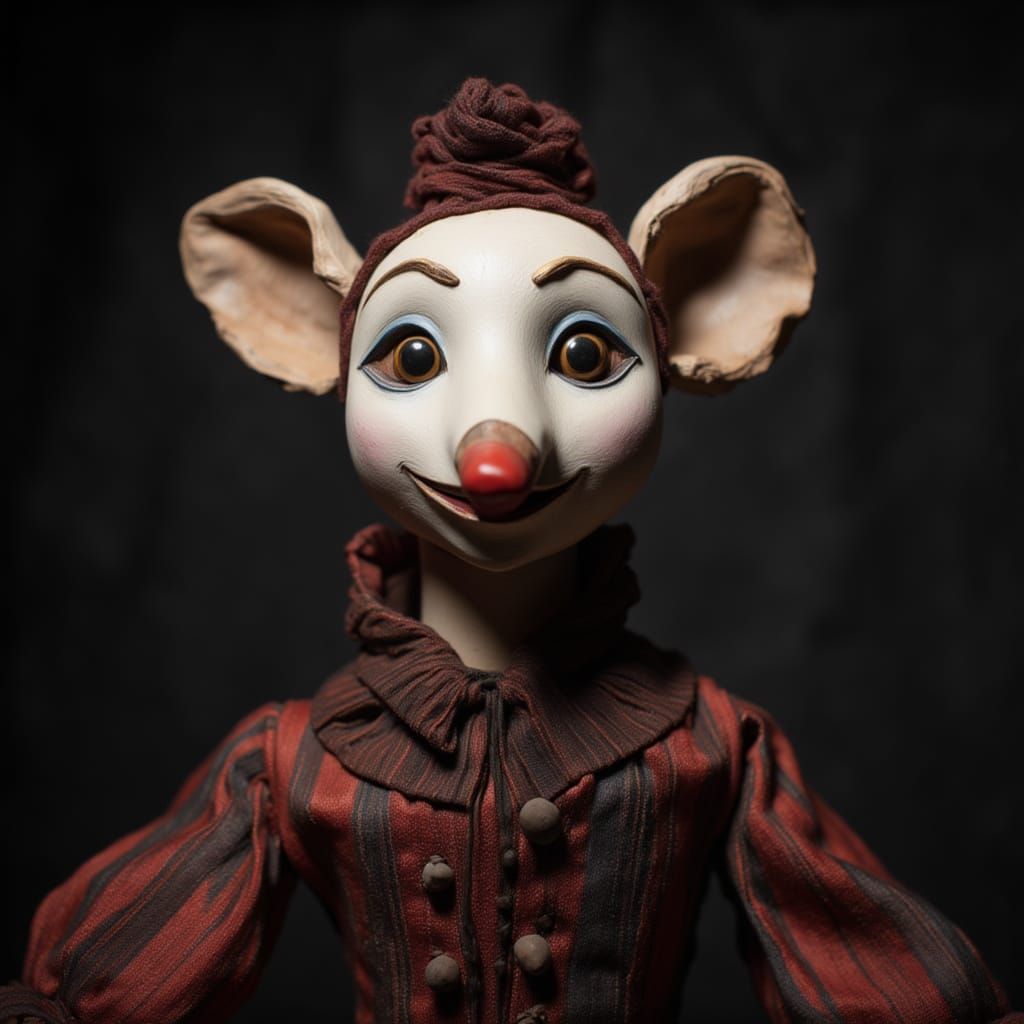 Surreal Mouse Puppet with Porcelain Features