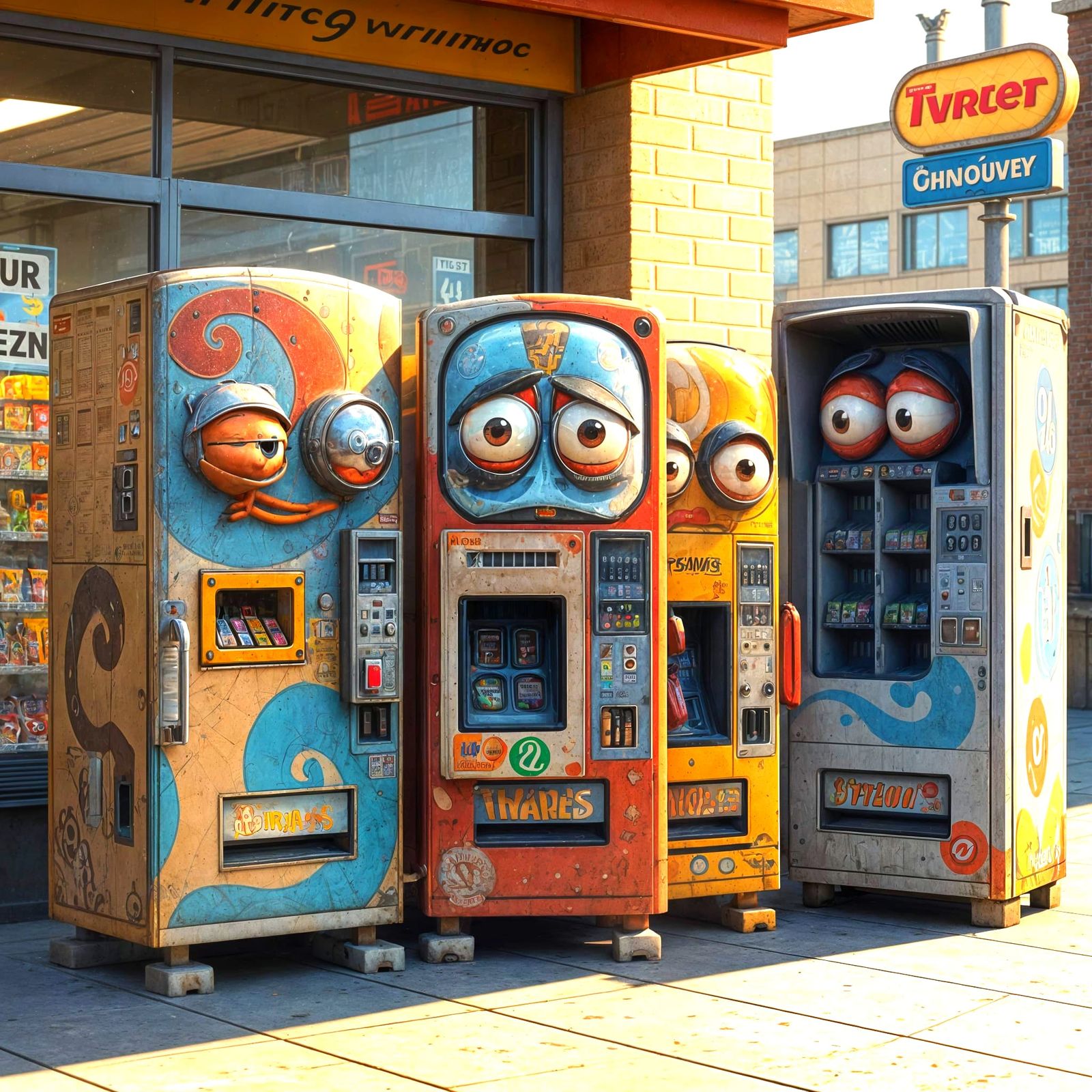 Pixar Style Vending Machines Wait for Grocery Store