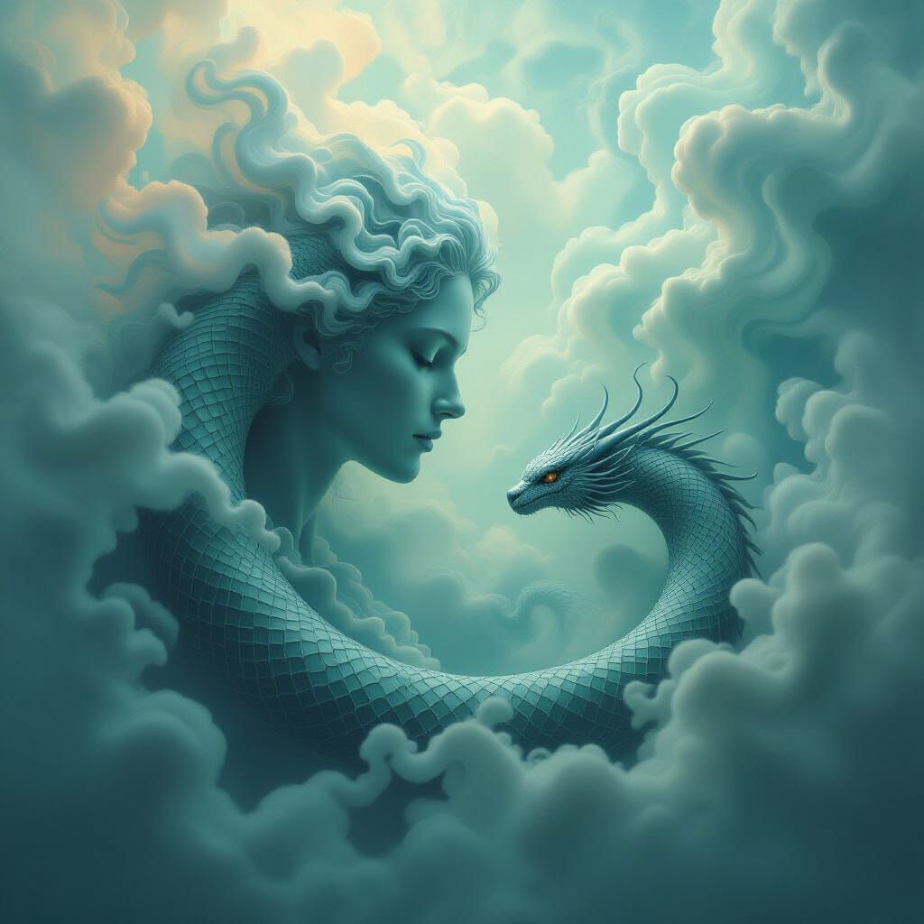 Jung's Animus Anima Ouroboros in Ethereal Mist