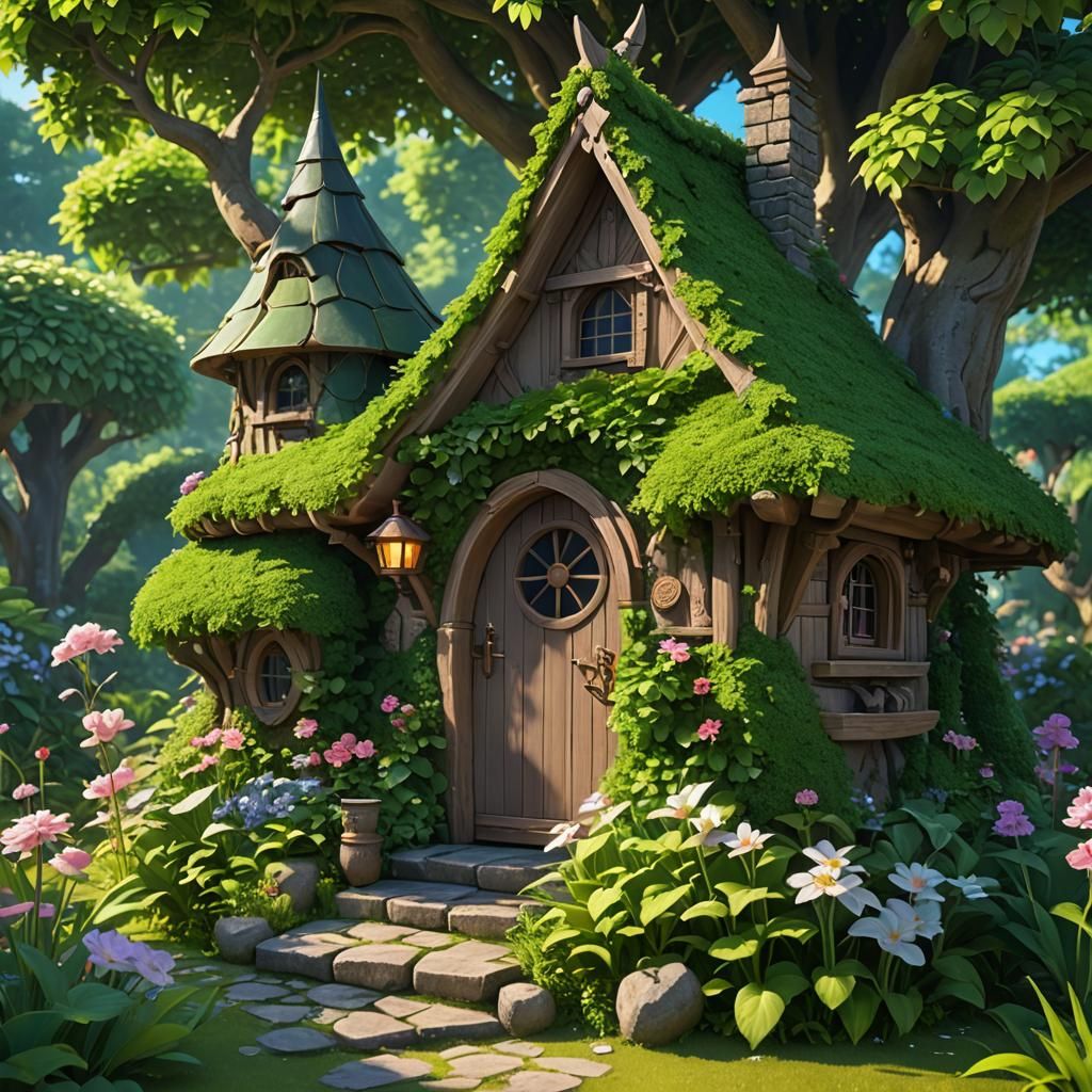 Charming Fairy Wizard Hut in Anime Style