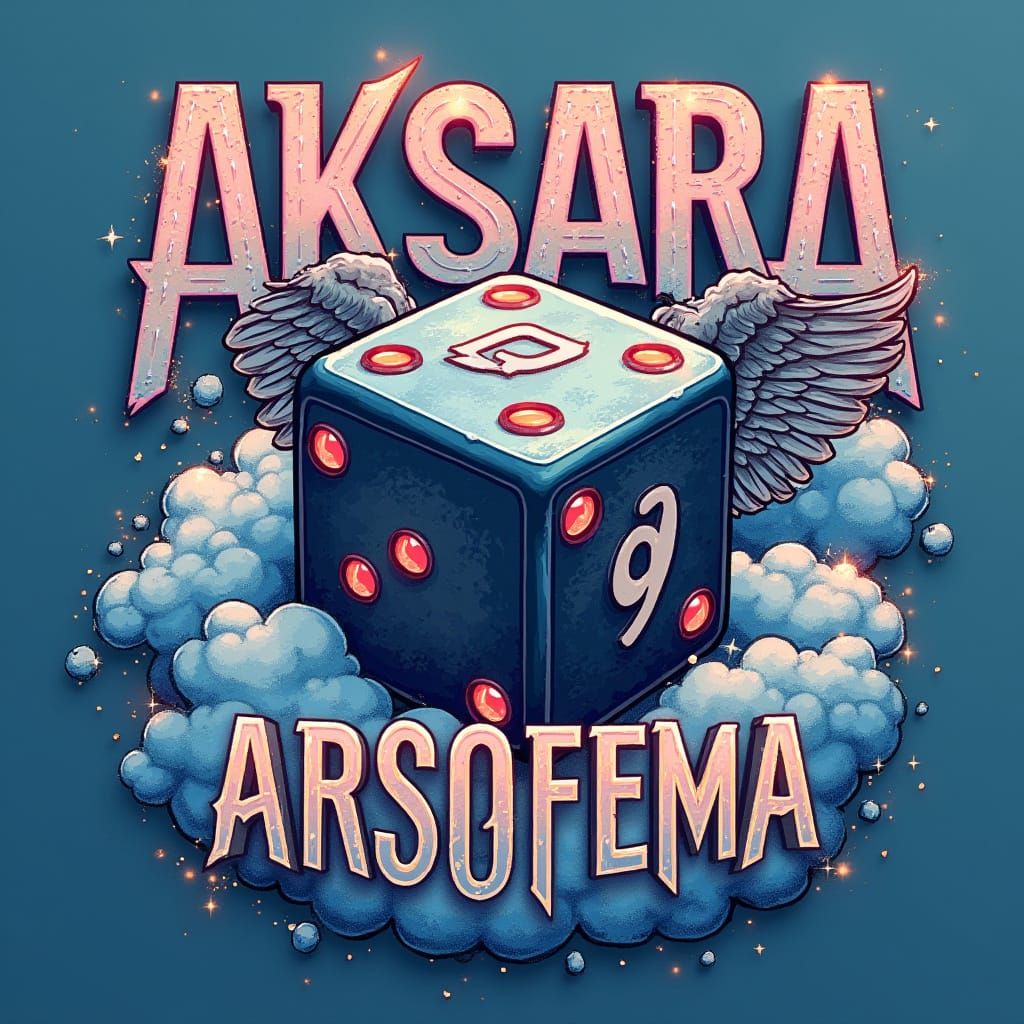 Bold AKSARA Typography in Futuristic Font with Metallic Shee...