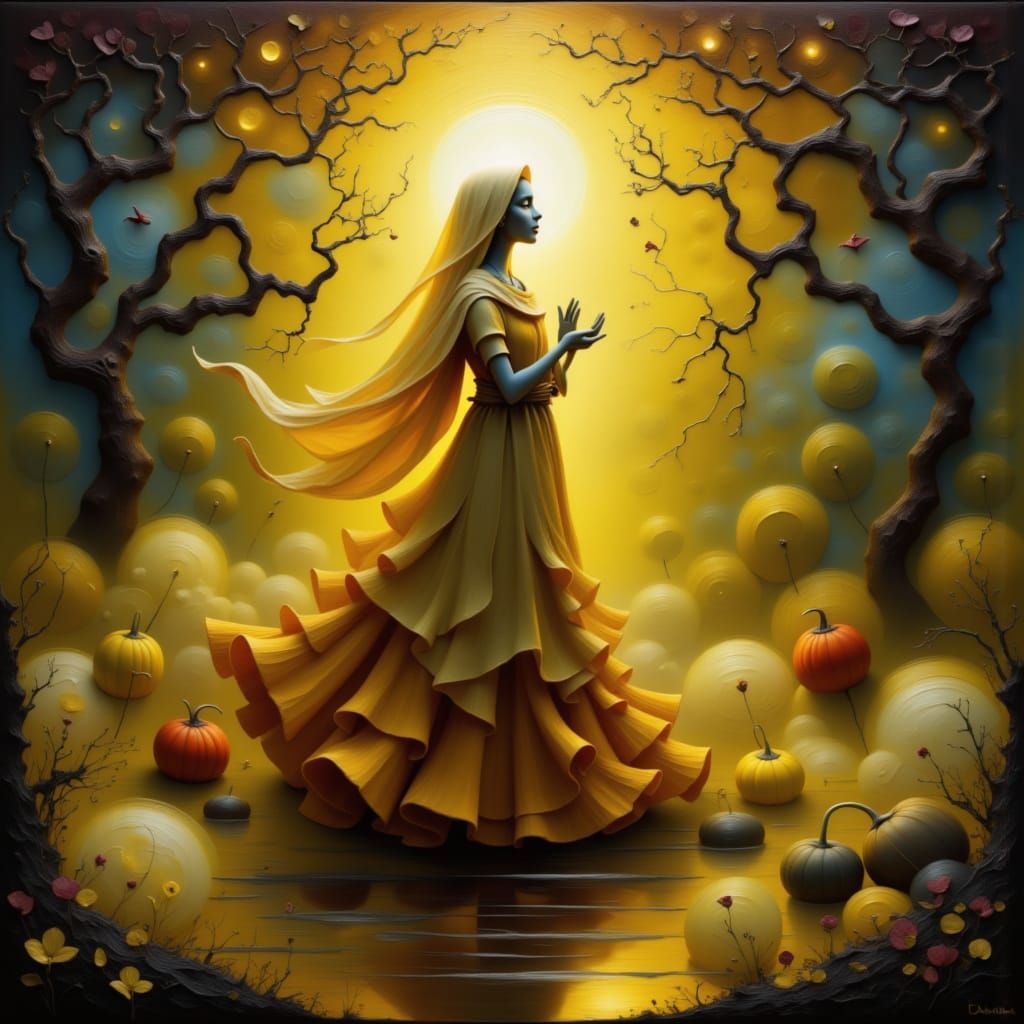 Divine Revelation of Fatima in Ethereal Golden Light