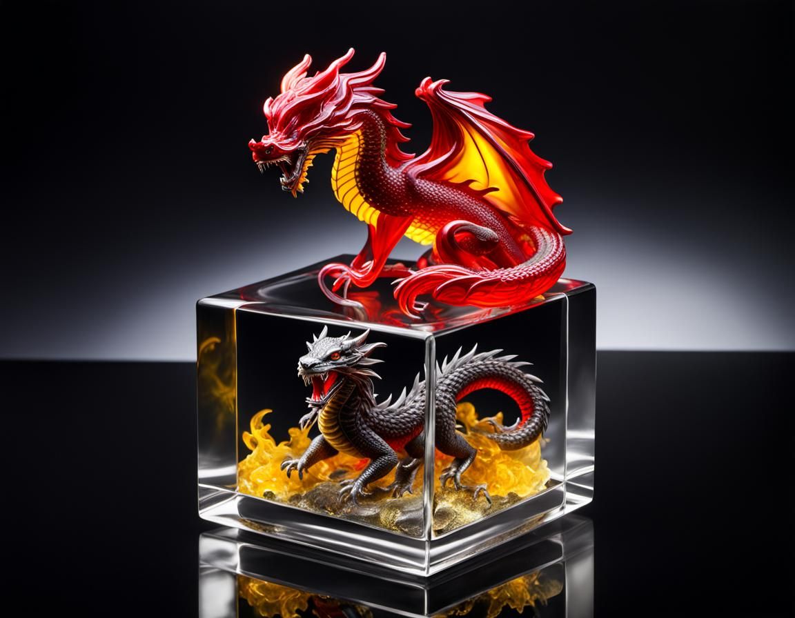 Glass Little Red Riding Hood Meets Dragon