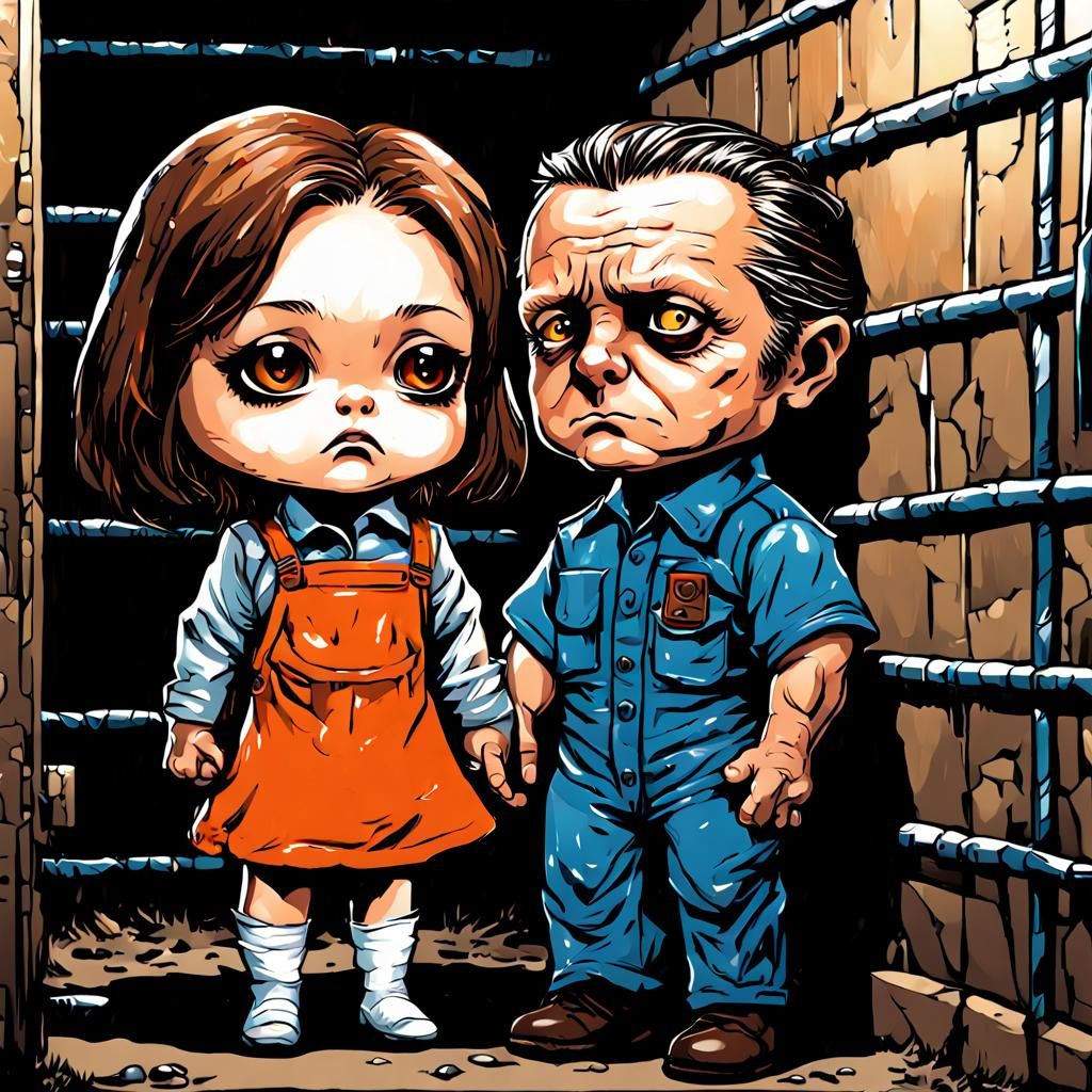 Chibi Hannibal Lecter and Clarice Starling Illustration