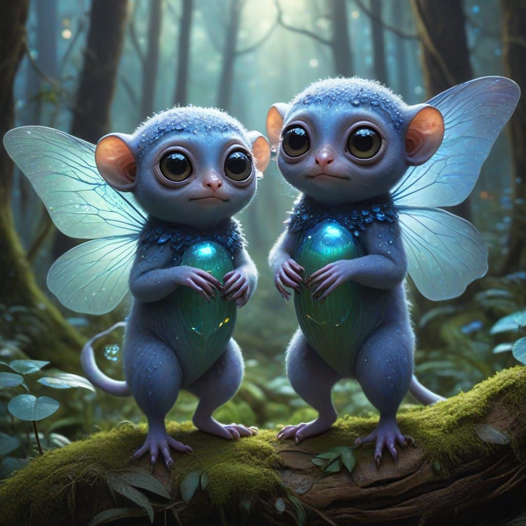 Enchanting Winged Humanoids in a Mystical Forest