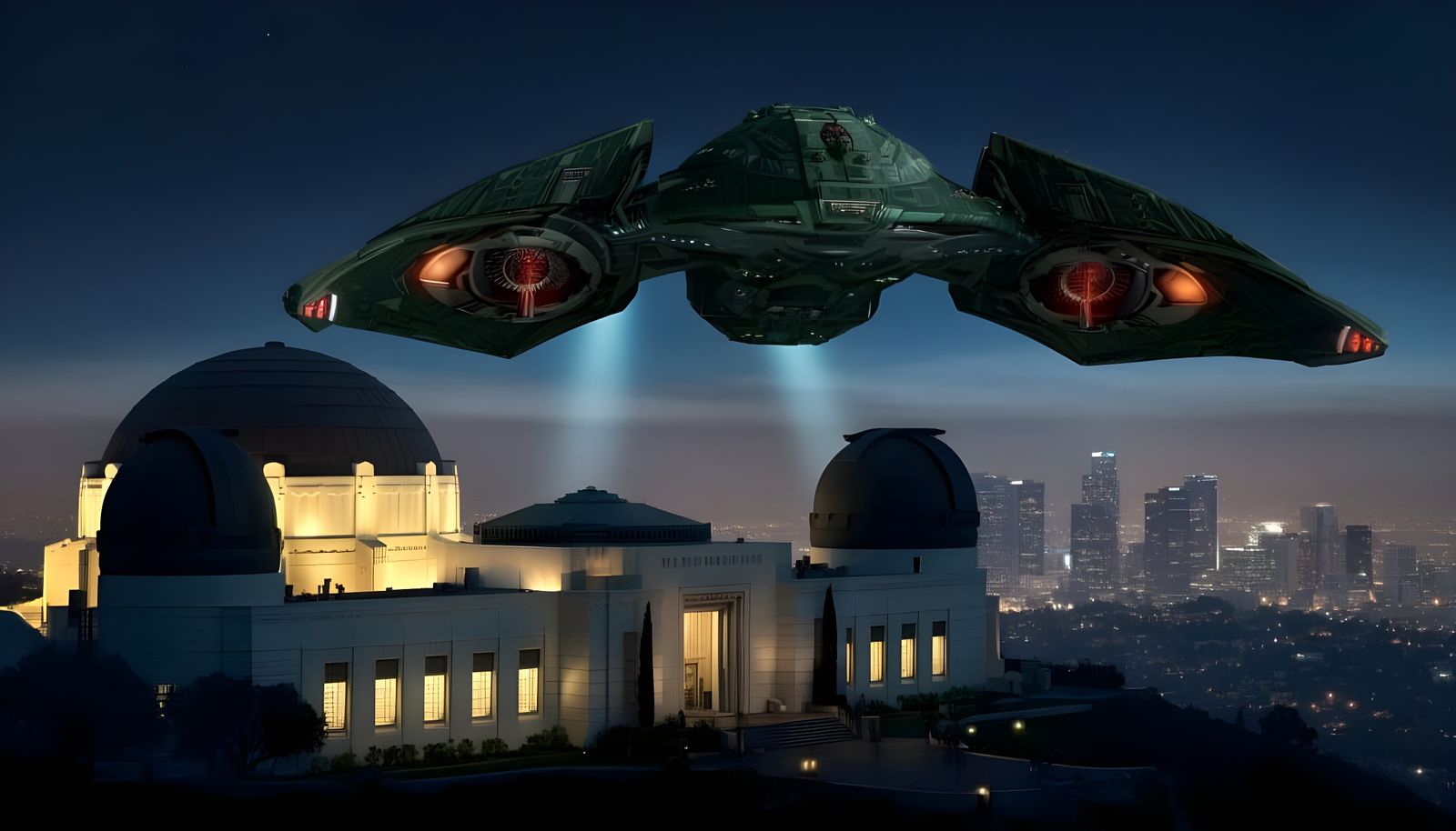 Majestic Klingon Warship Hovers Above Griffith Observatory