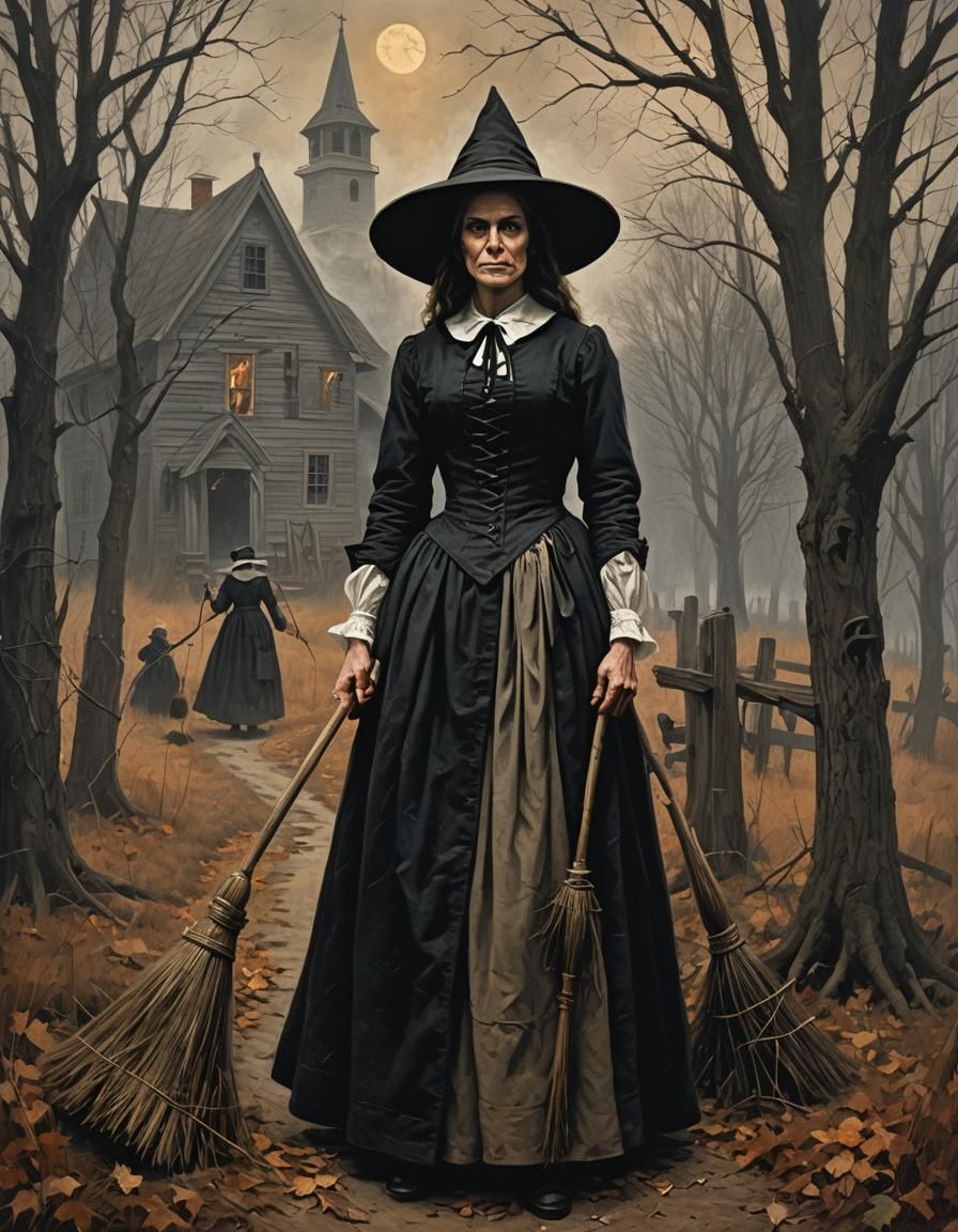 Spooky Puritan Women Portrait in Gothic Farm