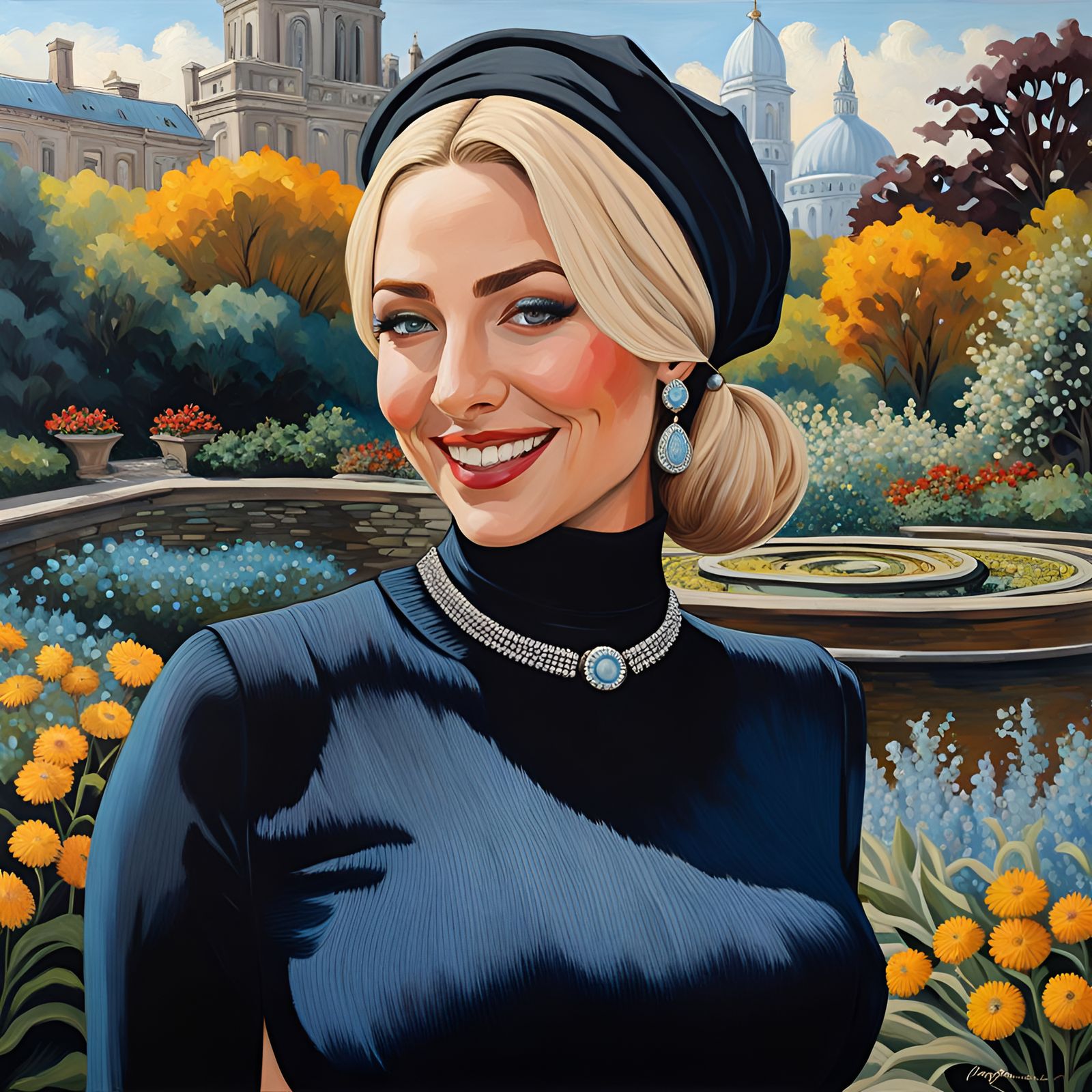 Curvy Woman in City Garden: Hyperdetailed Masterpiece