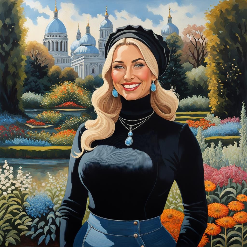 Curvy Woman in Turtleneck and Denim Skirt