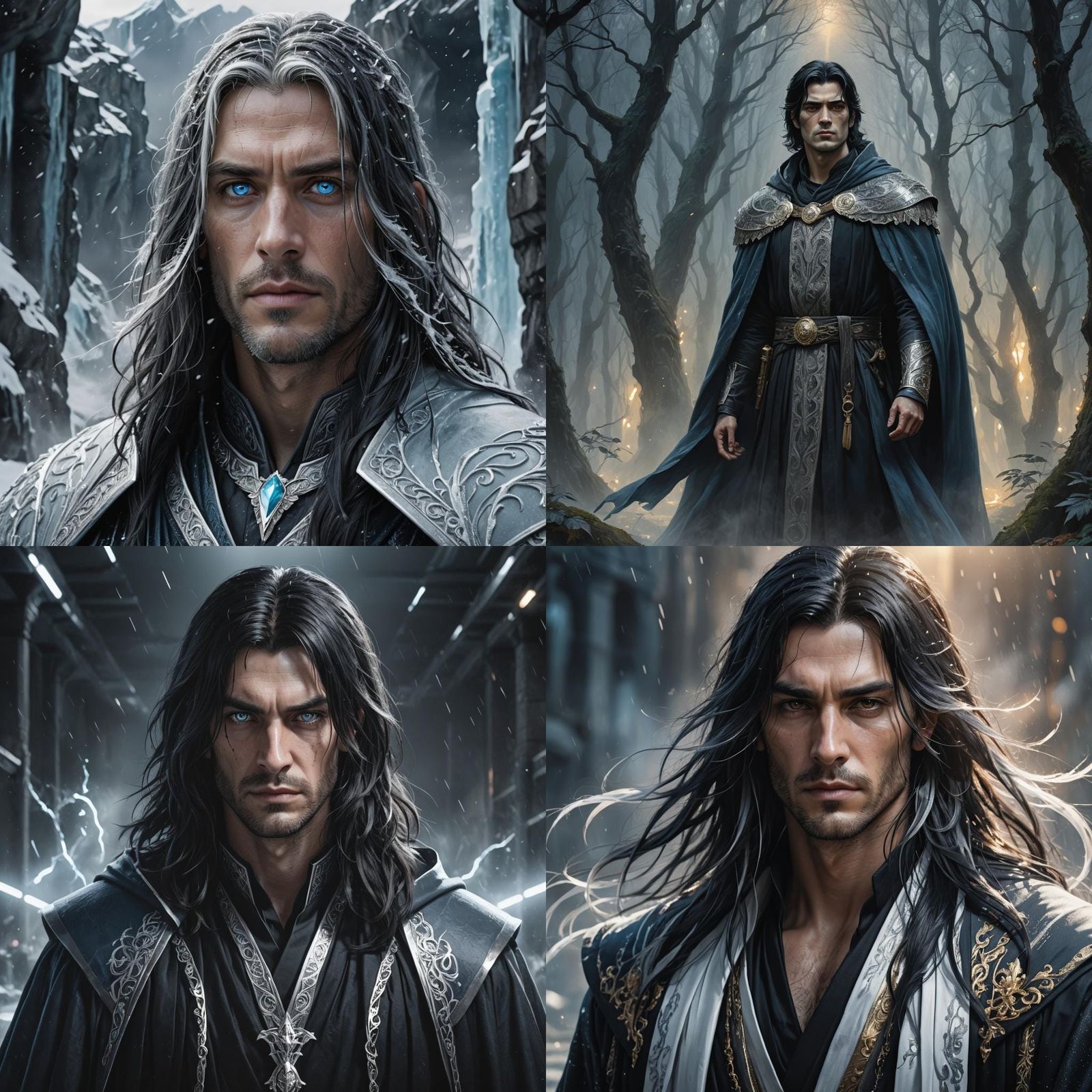 Androgynous Man in Black Robe, Fantasy Concept Art