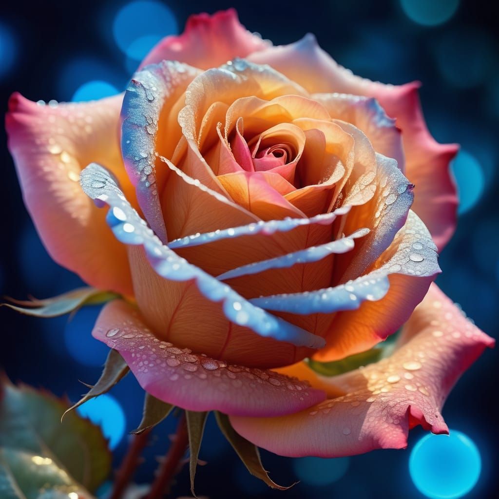 Fantastical Crystalline Rose with Starlit Petals