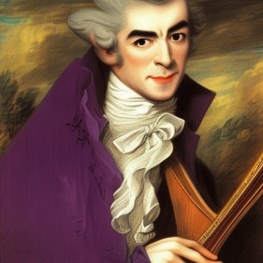 Kind Vampire Lord Playing Harp as Portrait