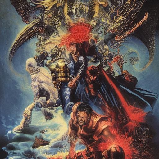 Fantasy Angels and Demons in Underground Comix Style